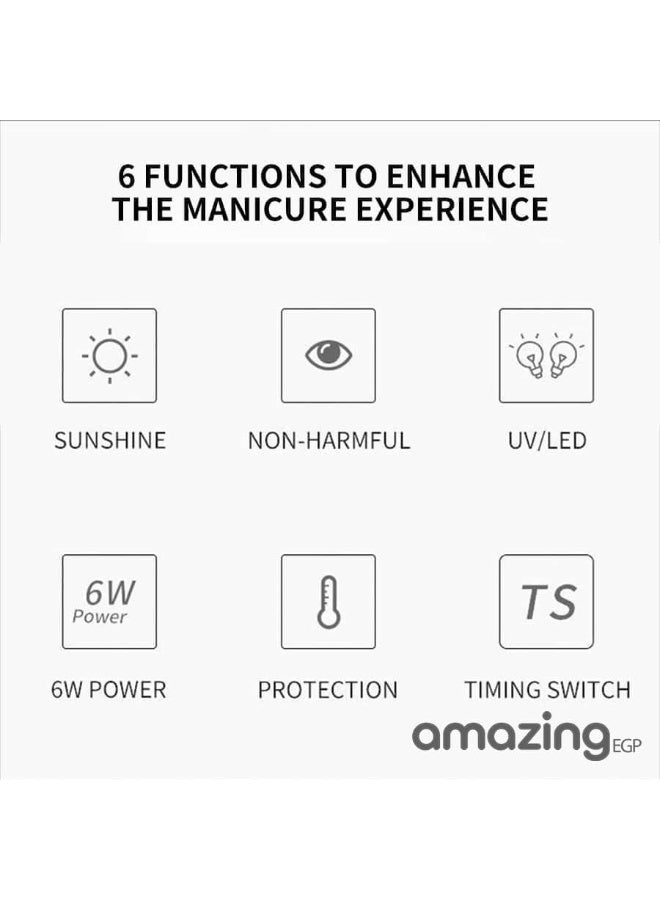 amazing.EGP AmazingEGP | Portable Mini LED Nail Dryer, 6W UV LED Gel Nail Lamp, USB Powered, Pink, Foldable Mouse-Shaped Design, 60 Second Quick Curing, Travel-Friendly (PINK) - Image 2